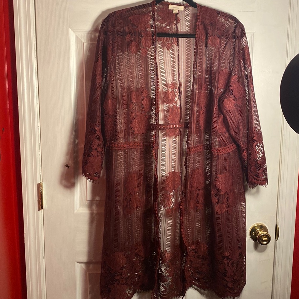 Burgundy Lace kimono